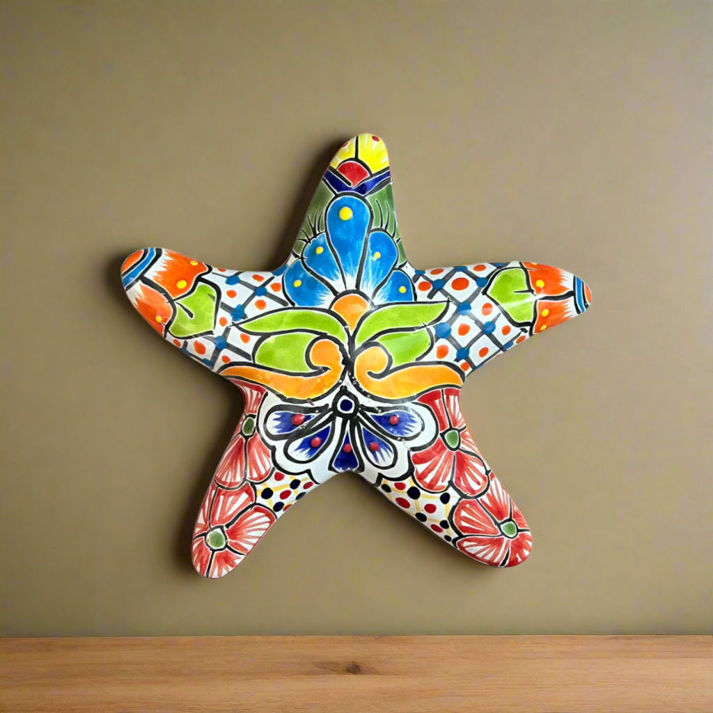 Talavera Starfish Decor | Hand-Painted Mexican Wall Art