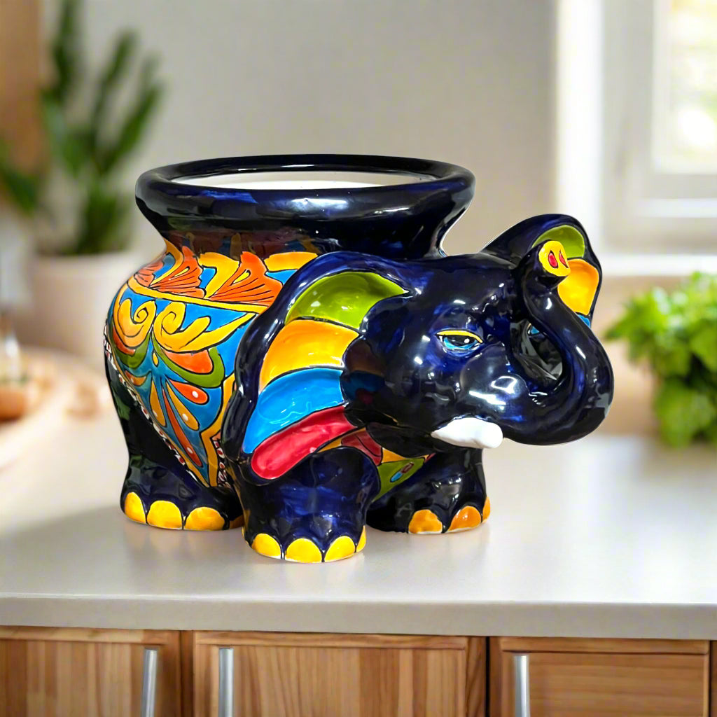 Talavera Elephant Planter | Colorful Mexican Ceramic Pot