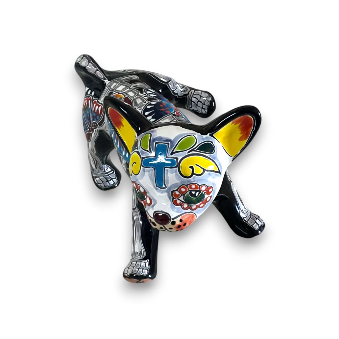 Talavera Peeing Chihuahua | Day of the Dead Mexican Figurine