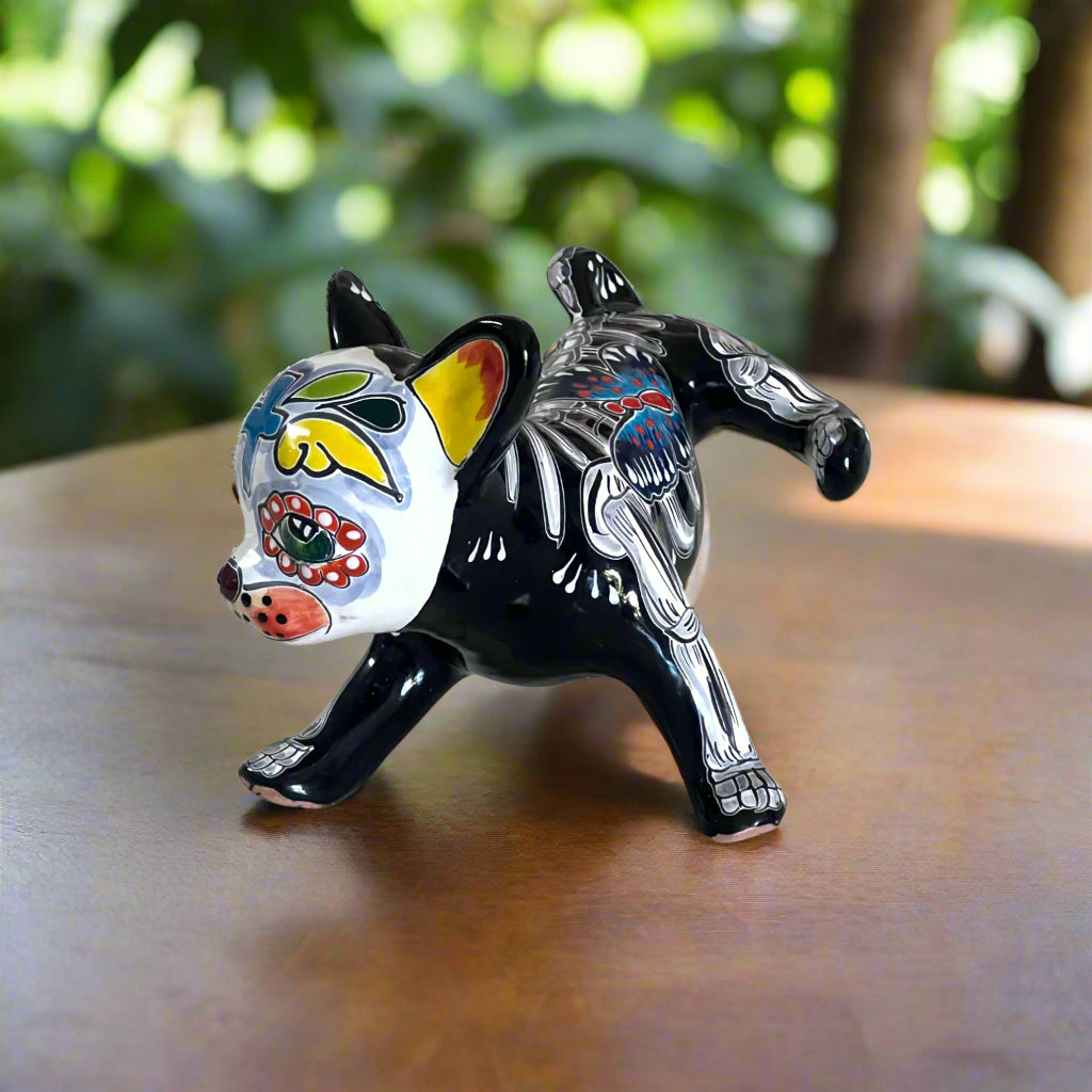 Talavera Peeing Chihuahua | Day of the Dead Mexican Figurine