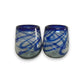 Mexican Stemless Wine Glass | Hand-Blown Blue Swirl