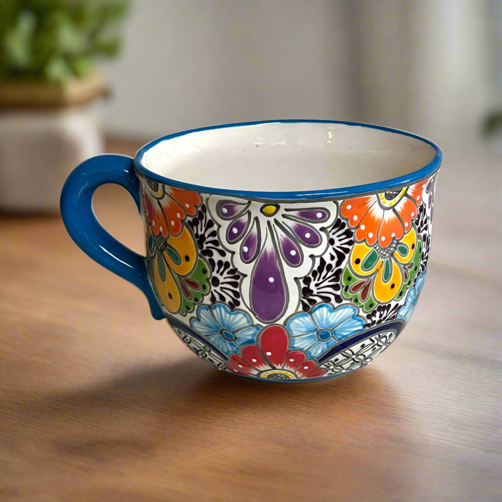 Talavera Tea Cup Planter | Hand-Painted Mexican Ceramic Pot