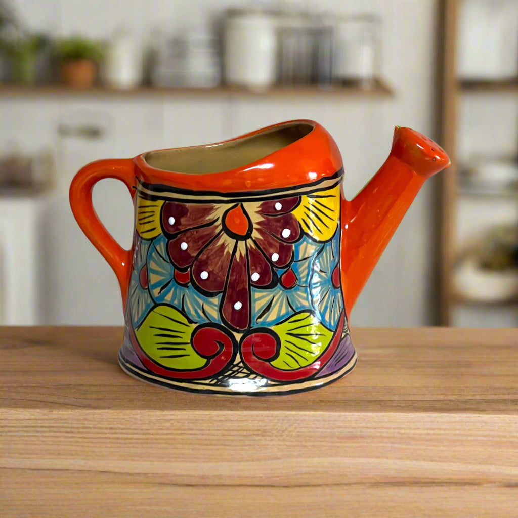 Talavera Watering Can Planter | Hand-Painted Mexican Pottery