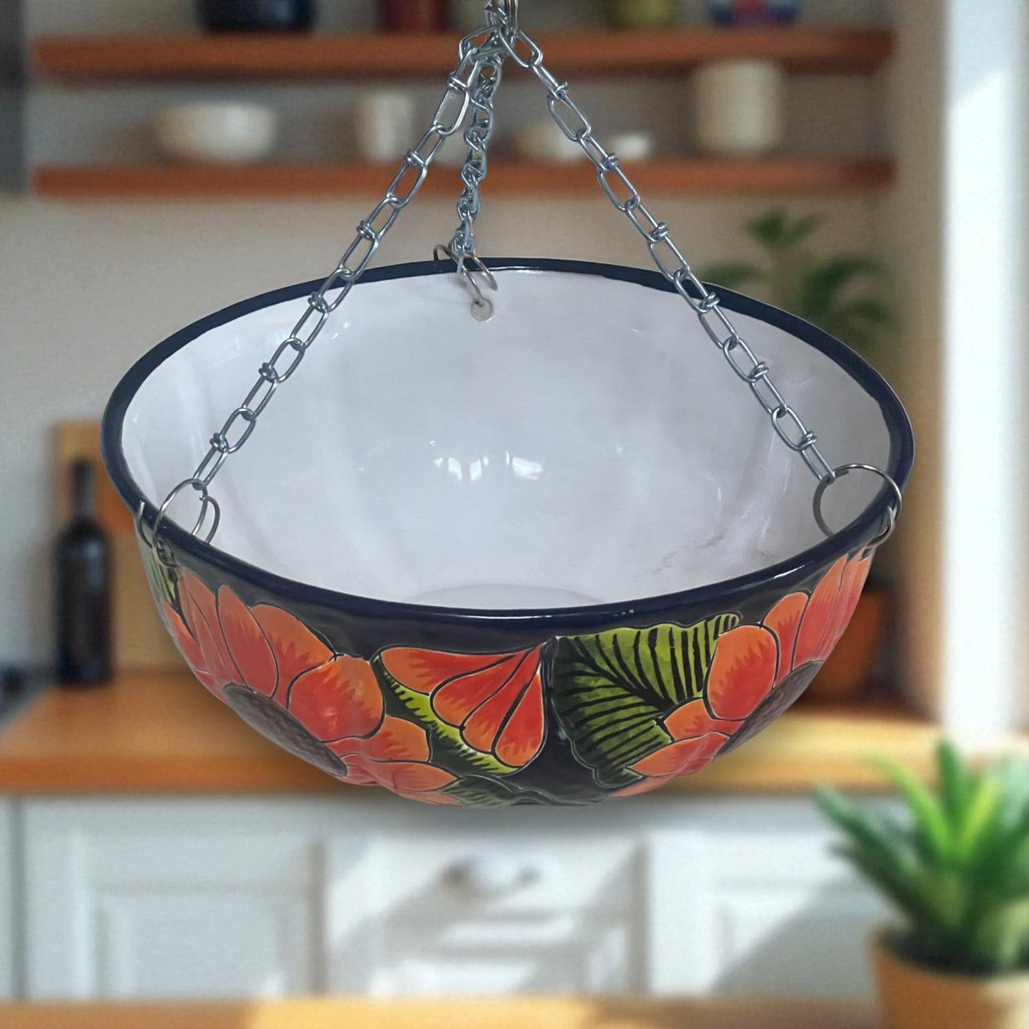 Vibrant Talavera Sunflower Hanging Planter | Artisan Pot