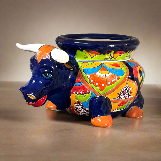 Talavera Bull Planter | Vibrant Mexican Ceramic Pottery