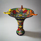 Talavera Bird Bath with Blue Rim | Colorful Mexican Garden Decor