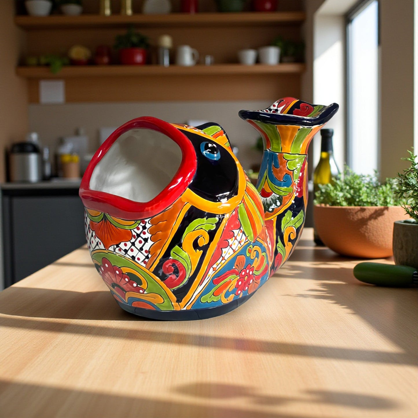 Talavera Fish Planter | Hand-Painted Mexican Ceramic Decor