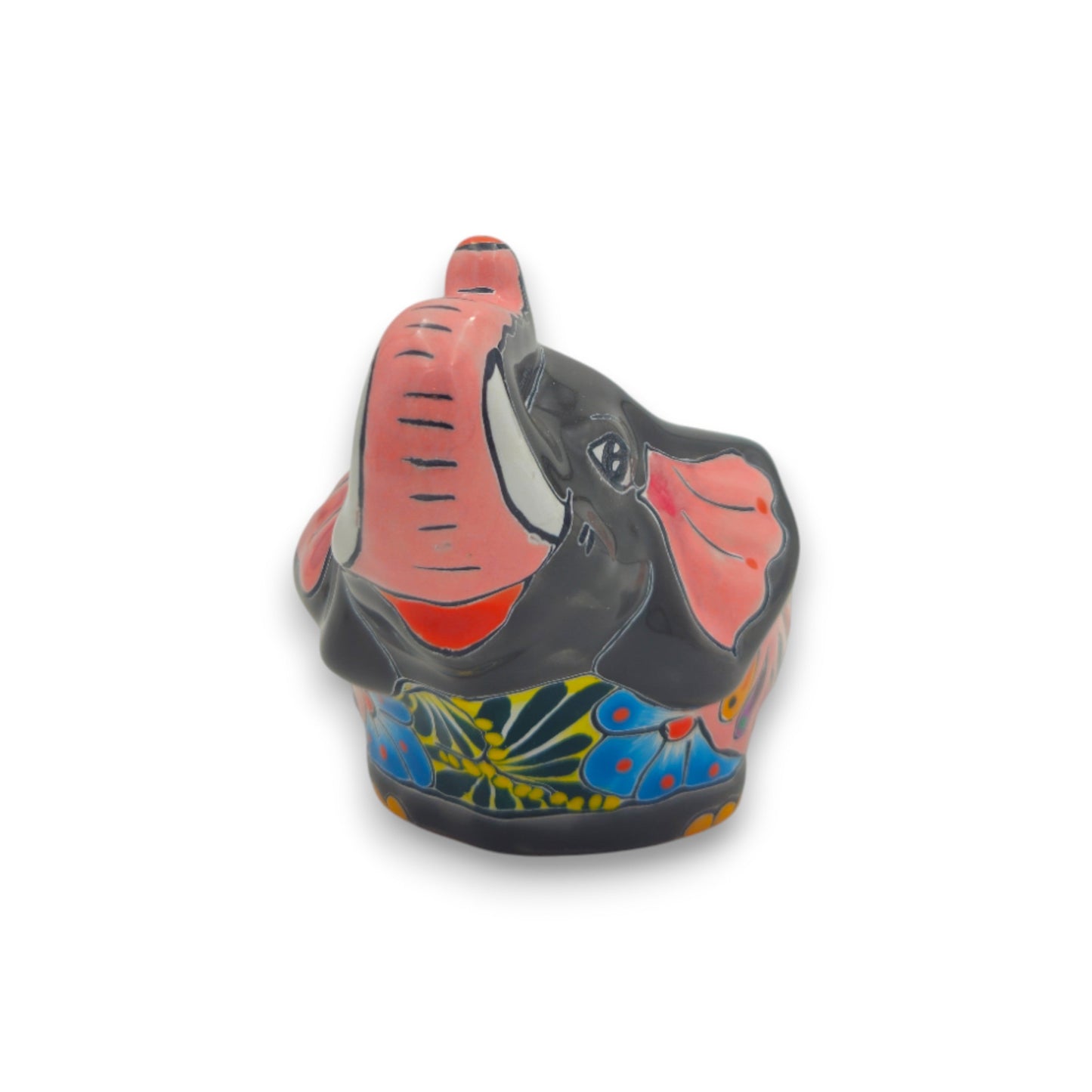 Talavera Elephant Planter | Hand-Painted Gray Ceramic Pot