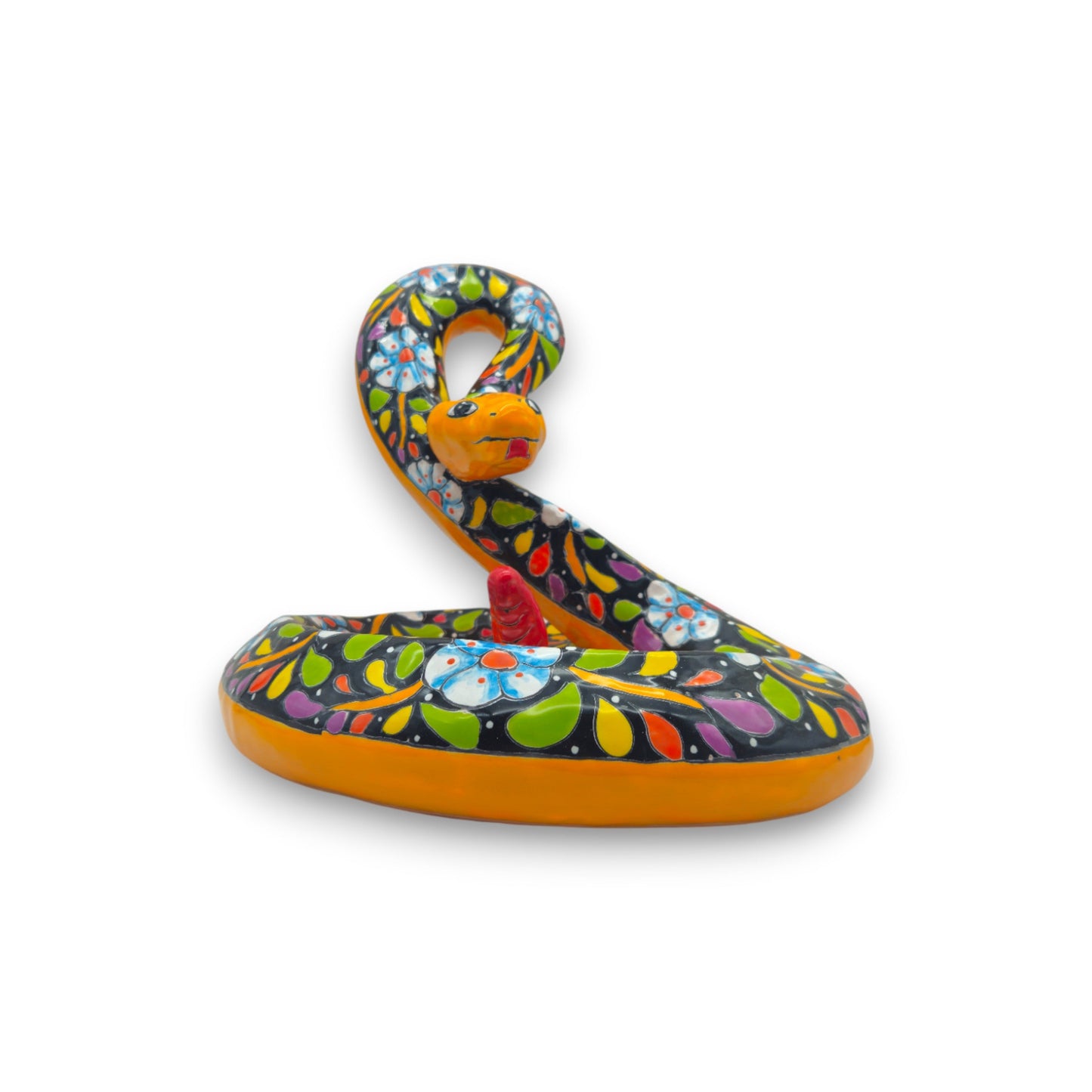 Colorful Talavera Snake Figurine | Handcrafted Mexican Art