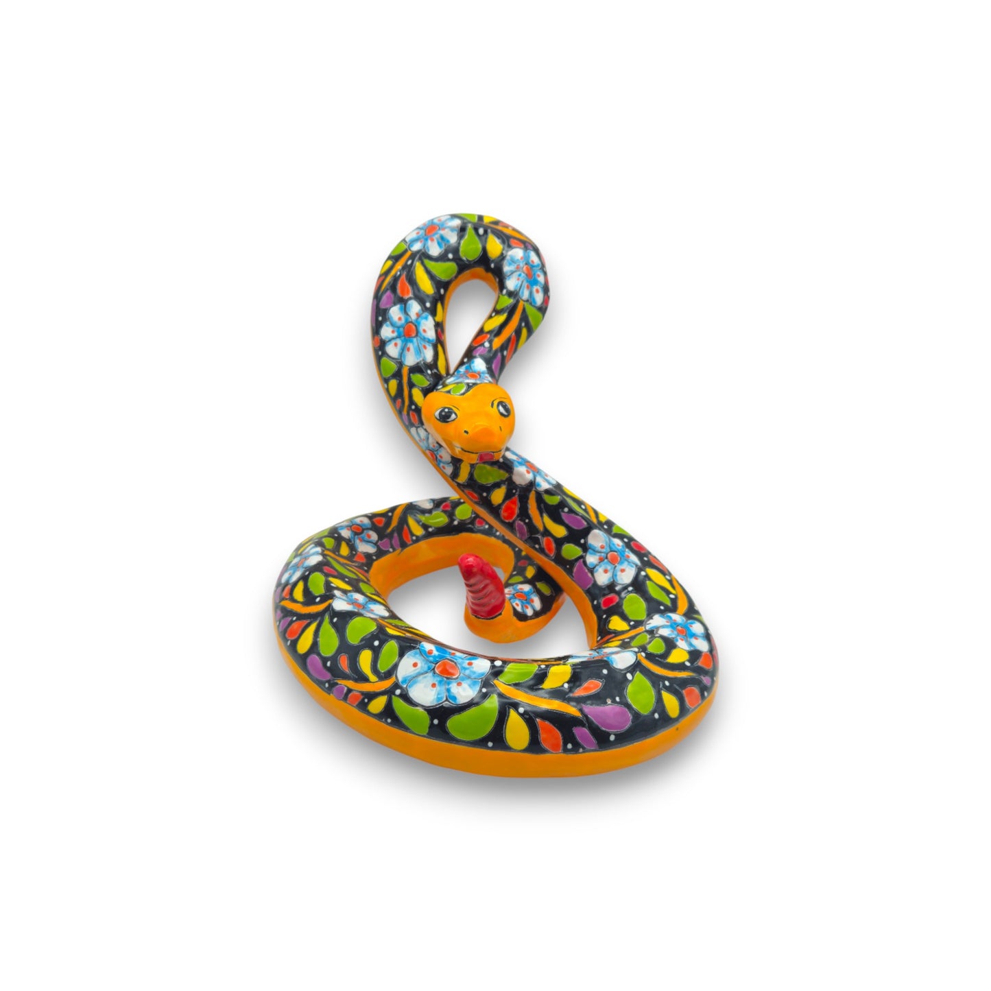 Colorful Talavera Snake Figurine | Handcrafted Mexican Art
