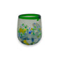 Hand-Blown Stemless Wine Glass | Mexican Confetti with Green Rim