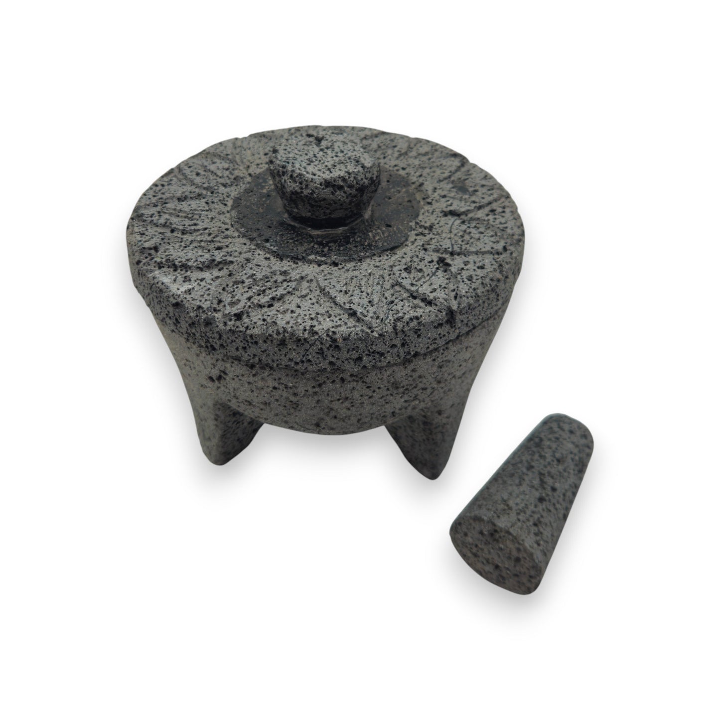 Sunflower Lid Volcanic Molcajete | Mexican Mortar & Pestle