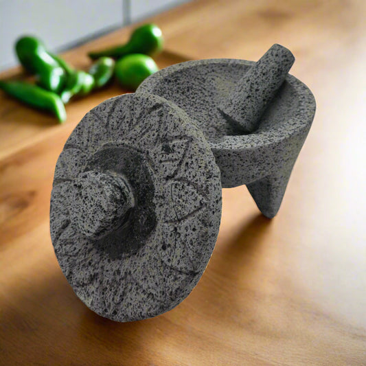 Sunflower Lid Volcanic Molcajete | Mexican Mortar & Pestle