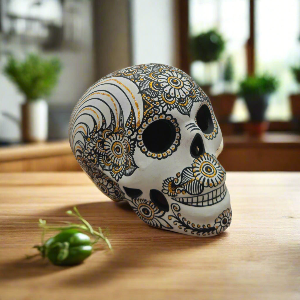Talavera Calavera Skull | Hand-Painted Ceramic Decor