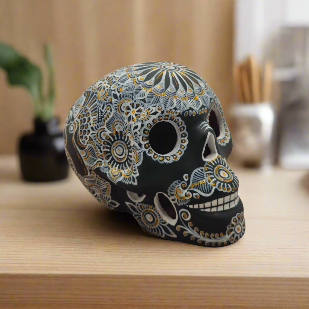 Talavera Calavera Skull | Hand-Painted Ceramic Decor