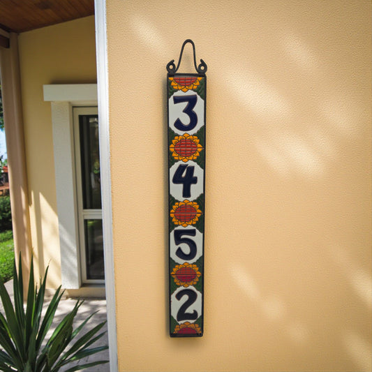 Sunflower Talavera Number Tiles | Mexican Address Art