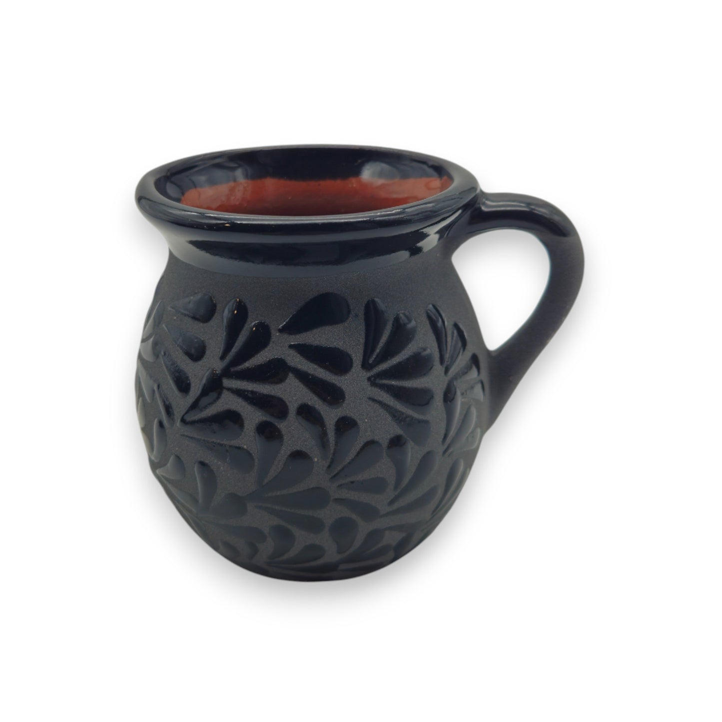 Black Talavera Jarrito Mug | Handmade Mexican Clay Coffee Cup