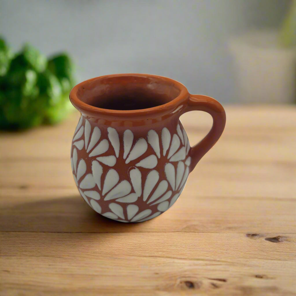 Mexican Clay Jarrito Mug | Handmade Brown Pottery Cup