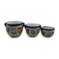 Cobalt Blue Rim Talavera Pot Trio | Small Hand-Painted Planters