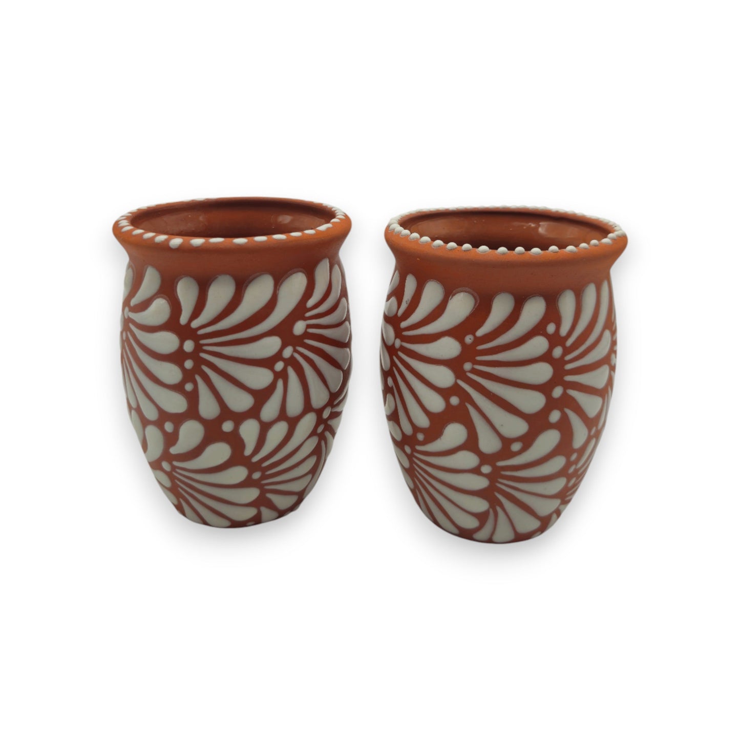 Terracotta Relief Cantarito | Handcrafted Mexican Pottery Cup