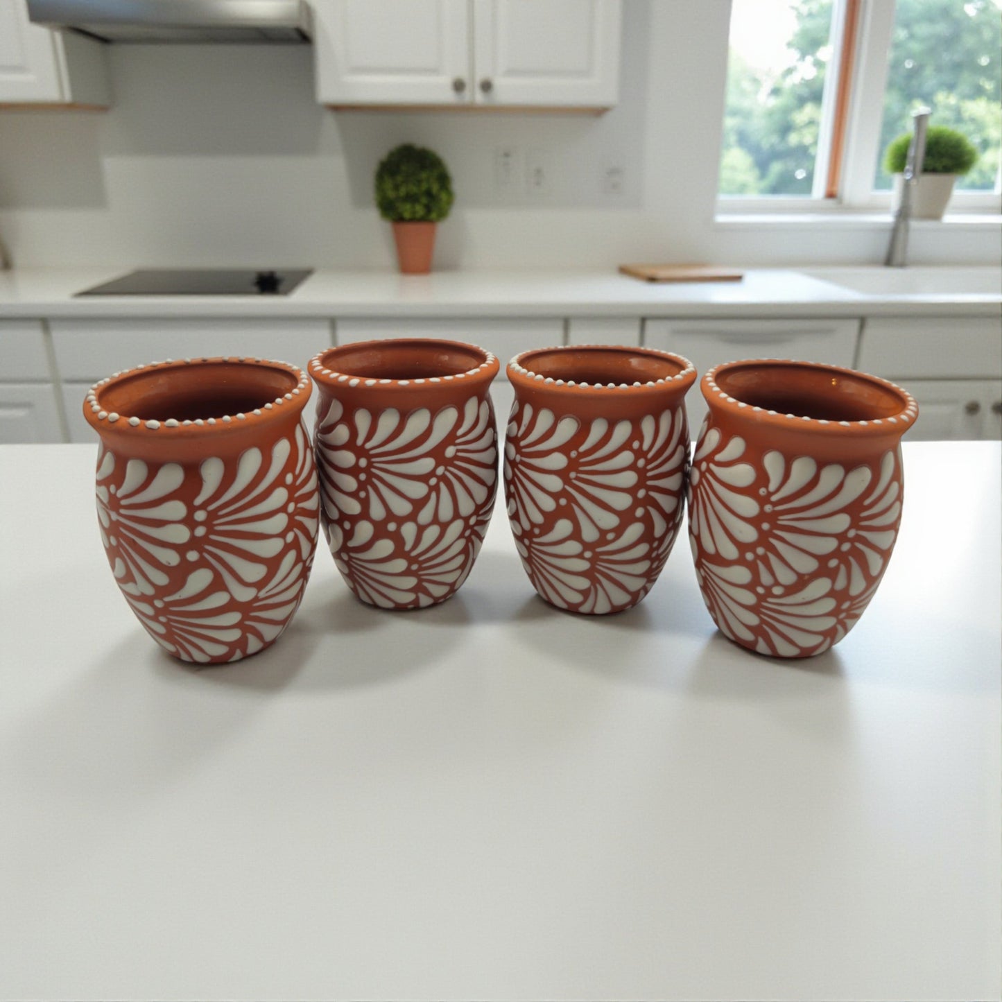 Terracotta Relief Cantarito | Handcrafted Mexican Pottery Cup