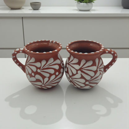 Terracotta Jarrito Mug | Handmade Mexican Relief Pottery Cup