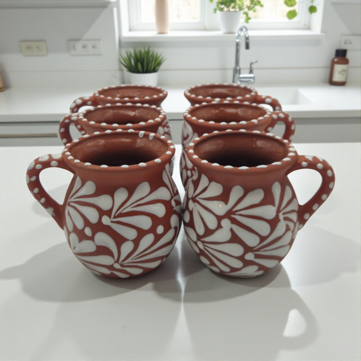 Terracotta Jarrito Mug | Handmade Mexican Relief Pottery Cup