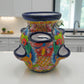 Blue Rim Talavera Strawberry Pot | Hand-Painted Mexican Planter