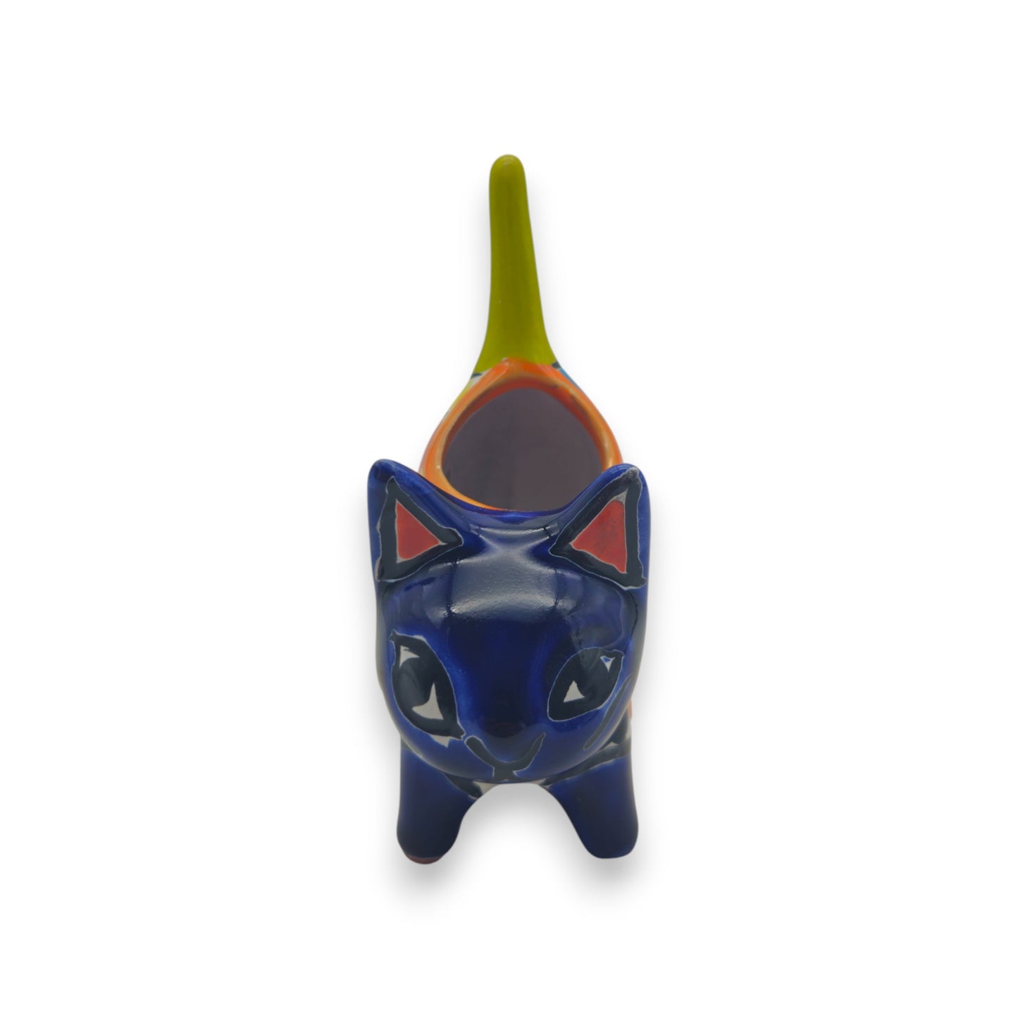 Vibrant Talavera Cat Planter | Handcrafted Mexican Pottery