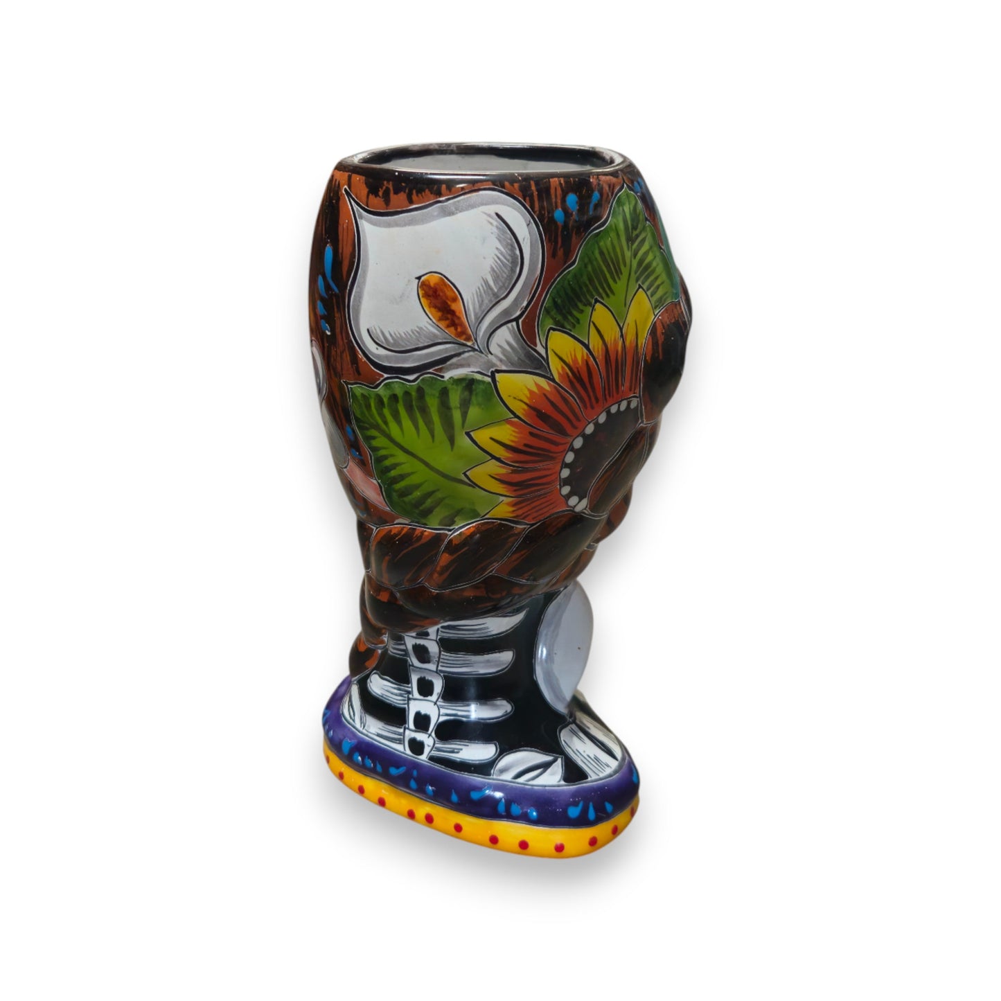 Day of the Dead Lady & Bunny Planter | Hand-Painted Talavera Pot