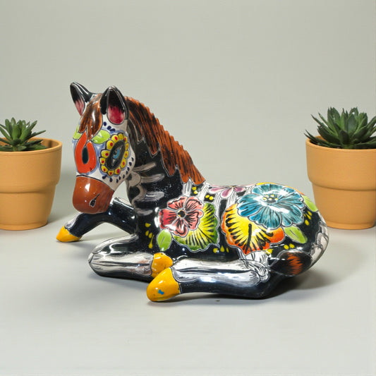 Day of the Dead Talavera Horse Planter | Hand-Painted Pottery
