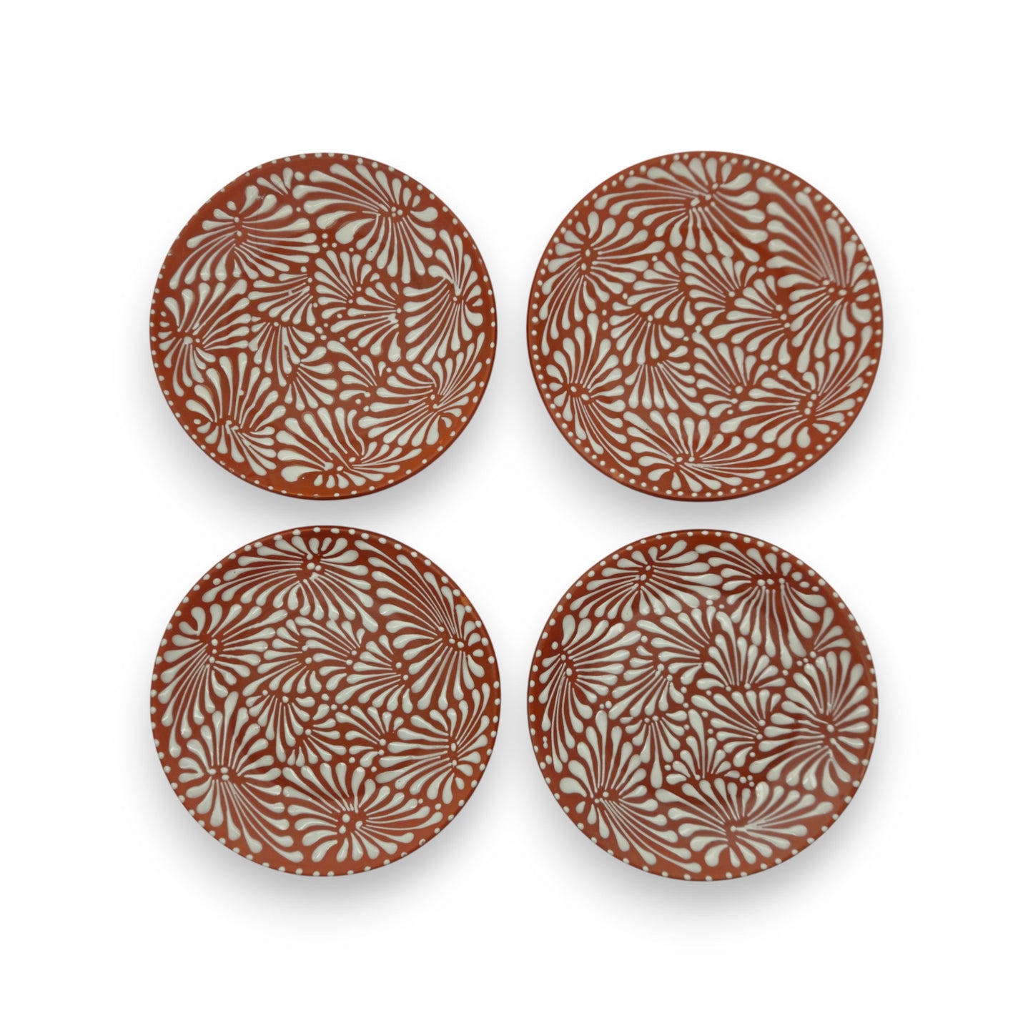 Set of 4 Brown & White Talavera Wall Plates | 11.5" Decorative  Plates
