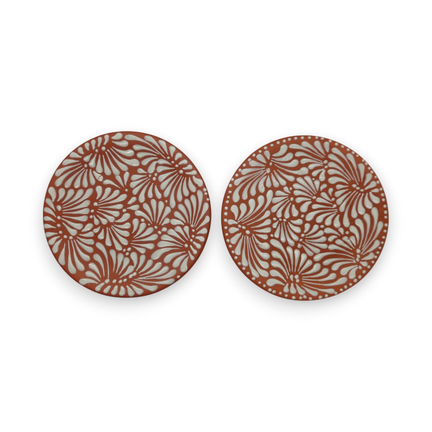 Set of 4 Brown & White Talavera Wall Plates | 10" Decorative Display