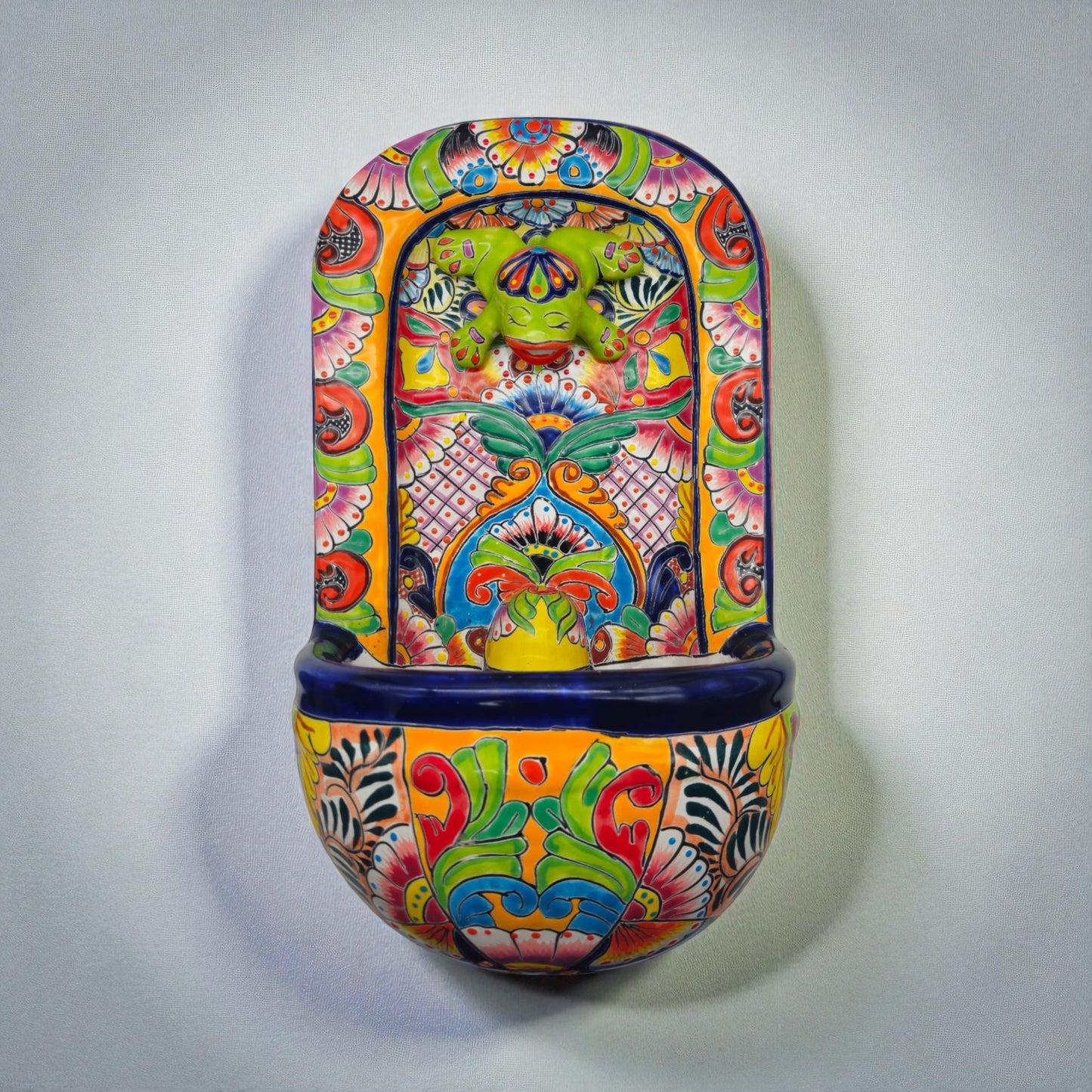 Colorful Talavera Wall Fountain | Mexican Ceramic Water Feature