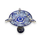 Blue & White Talavera Frog Fountain with Rim Birds | Mexican Garden