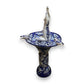 Blue & White Talavera Frog Fountain with Rim Birds | Mexican Garden