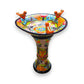 Talavera Bird Bath with Blue Rim | Colorful Mexican Garden Decor