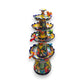Blue Rim Tiered Talavera Fountain | Handcrafted Mexican Art