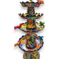 Blue Rim Tiered Talavera Fountain | Handcrafted Mexican Art