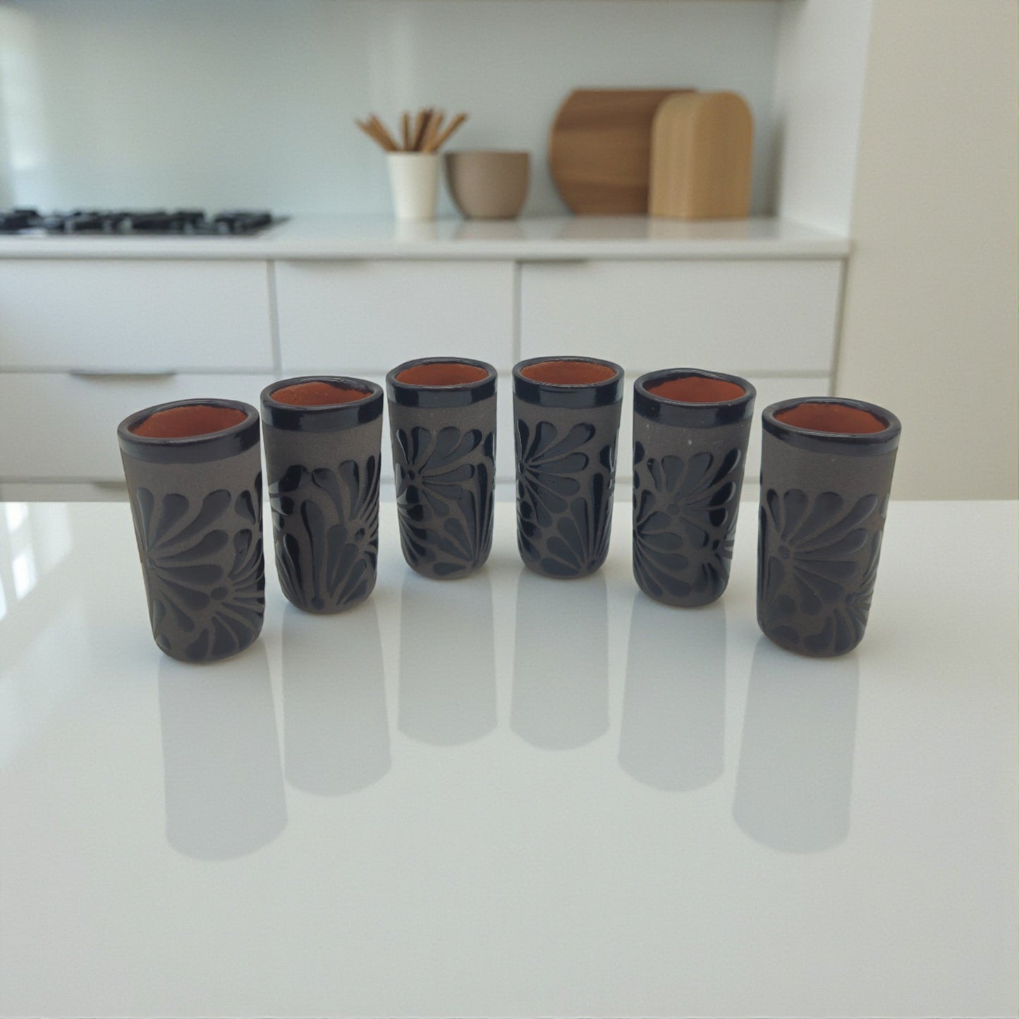 Matte Black Talavera Shot Glass | Mexican Ceramic Barware