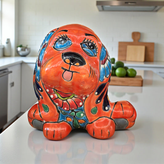 Colorful Talavera Dog Planter | Handcrafted Mexican Pot