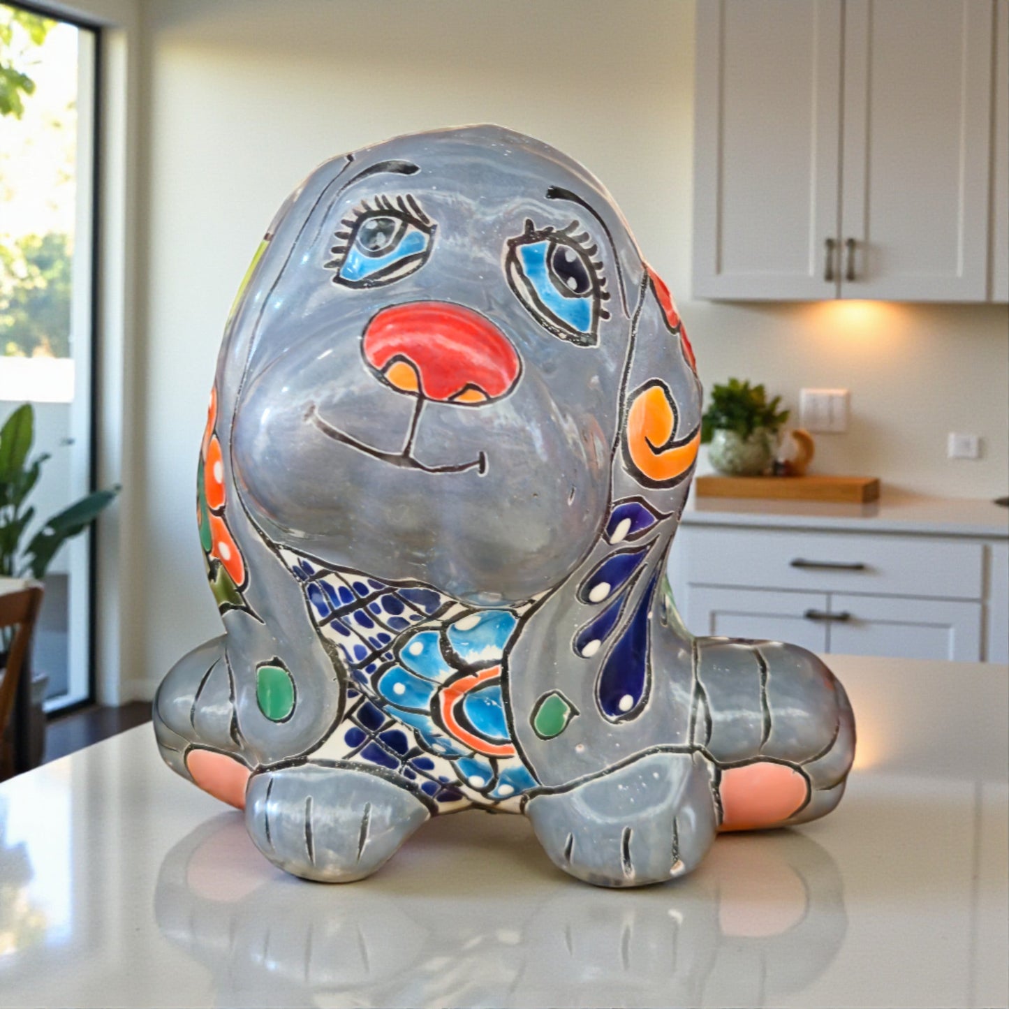 Colorful Talavera Dog Planter | Handcrafted Mexican Pot