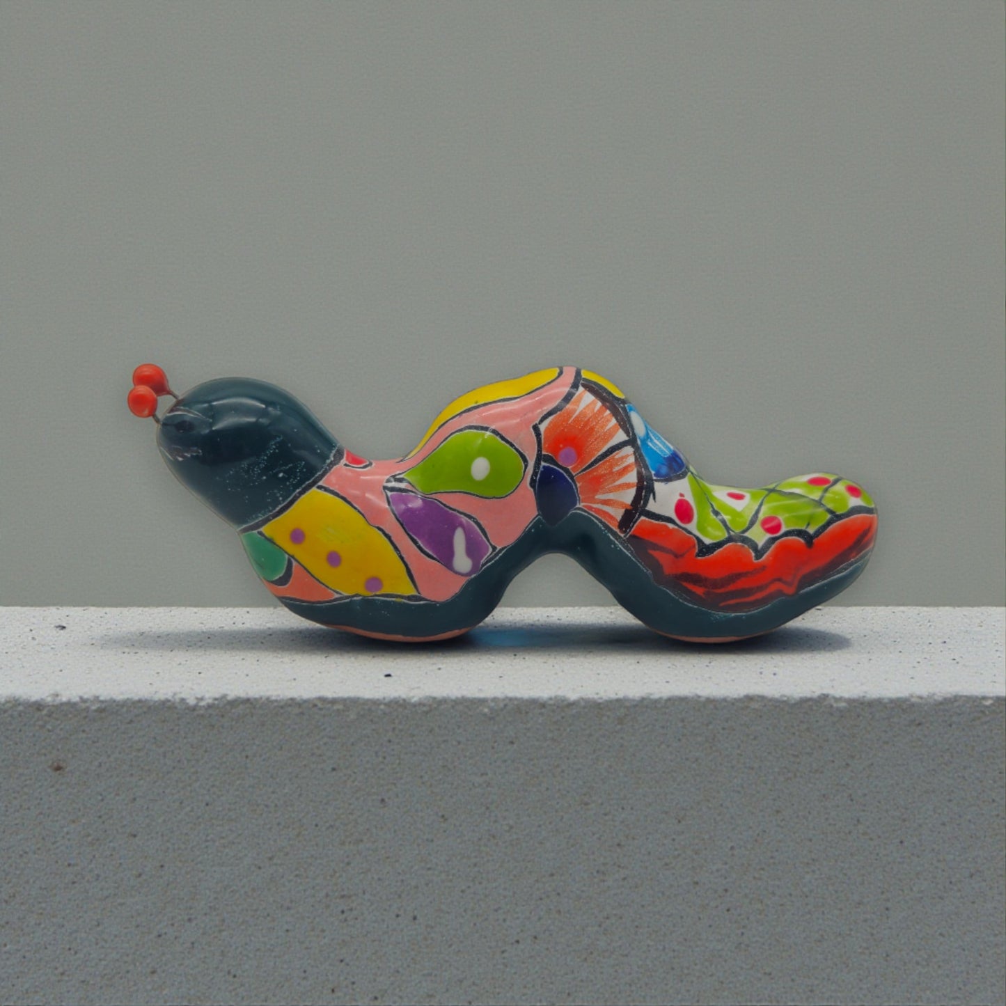 Talavera Caterpillar Art | Handcrafted Mexican Ceramic Figurine