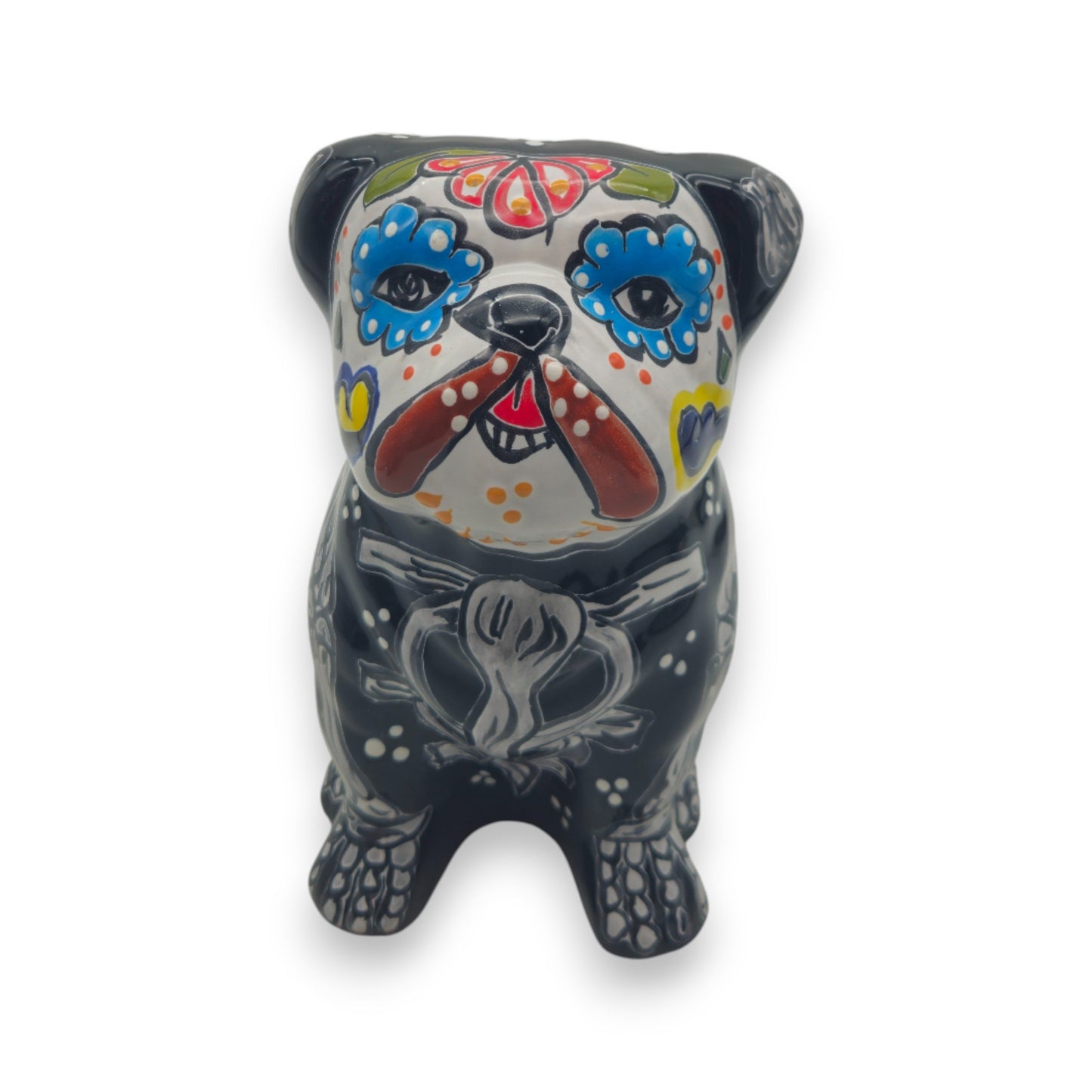 Day of the Dead Bulldog Figurine | Handmade Talavera Dog Statue