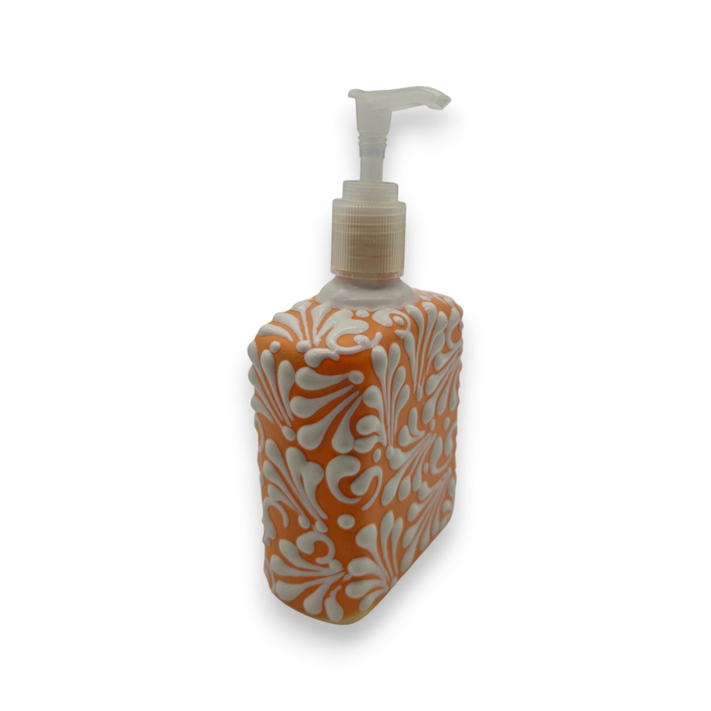 Talavera Ceramic Soap Pump | Orange Brown Bathroom Accent