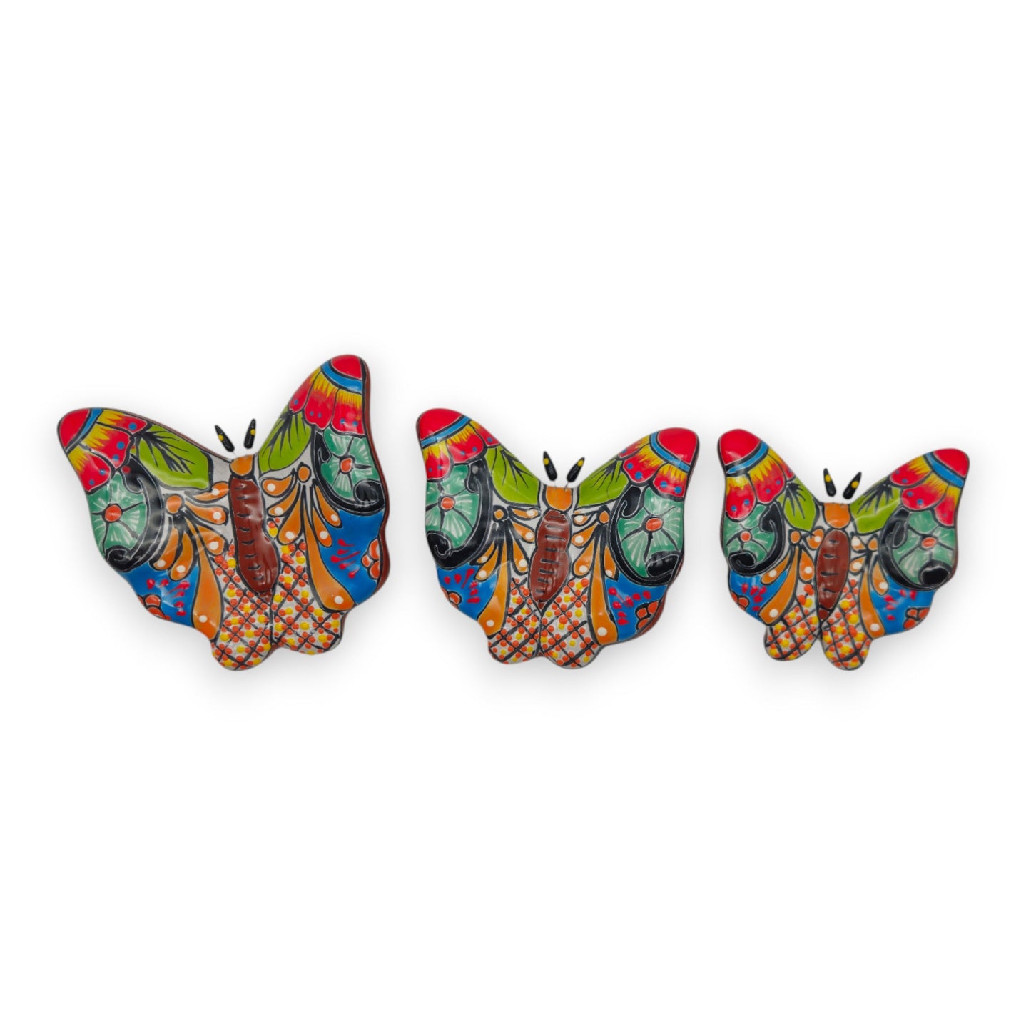 Set of 3 Talavera Butterfly Wall Art | Mexican Wall Hangings