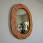Floral Brown & White Talavera Mirror | Handcrafted Mexican Art