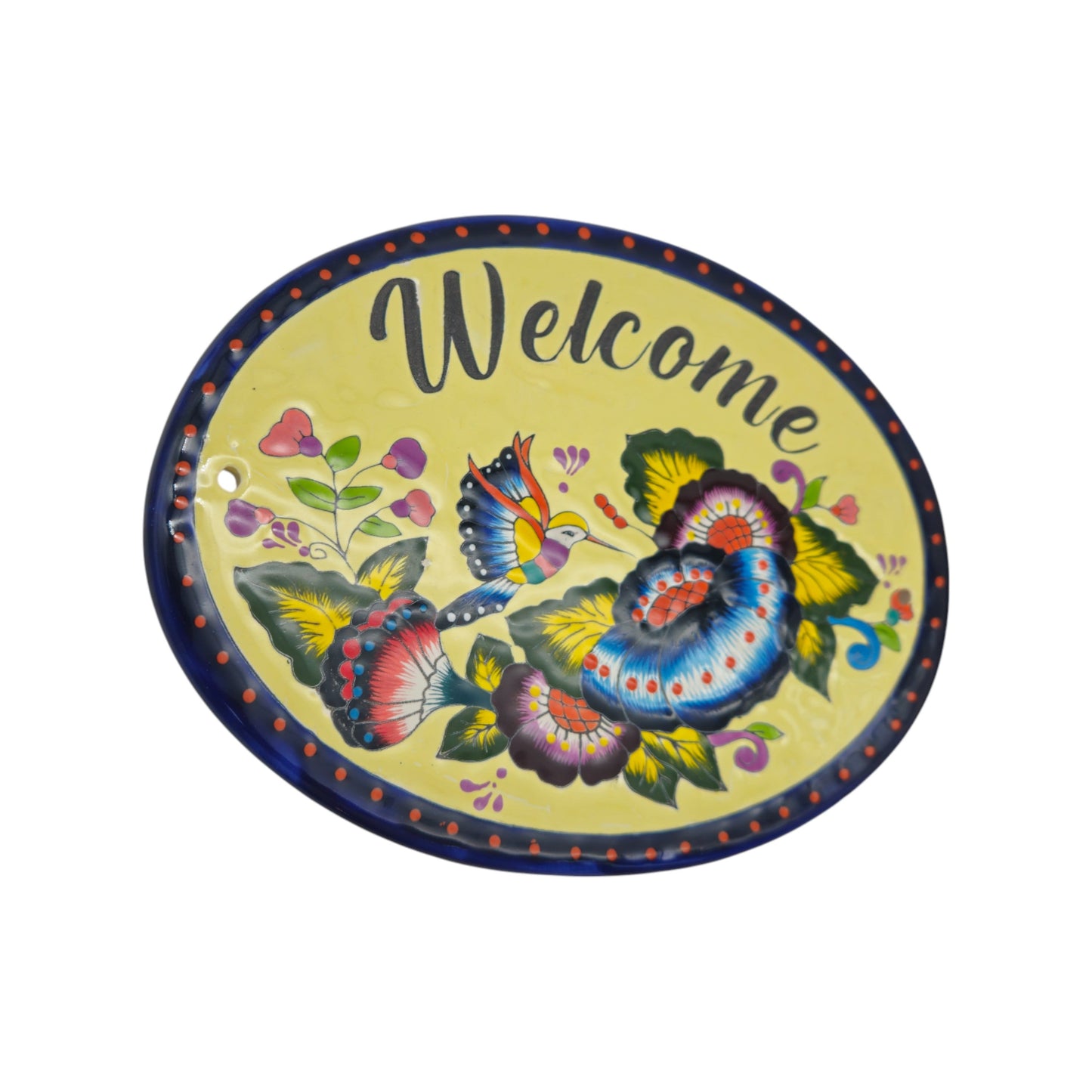 Colorful Talavera Welcome Plaque | Hand-Painted Wall Sign