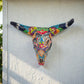 Colorful Talavera Bull Skull | Mexican Wall Art Decor