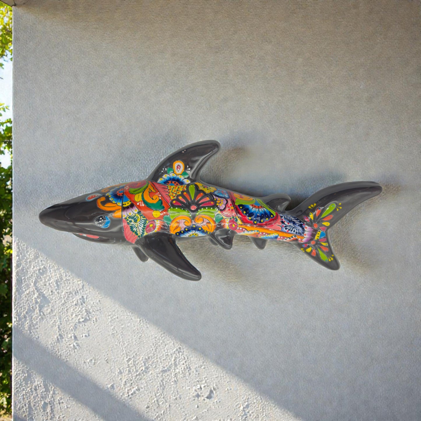 Talavera Shark Wall Sculpture | Colorful Mexican Art